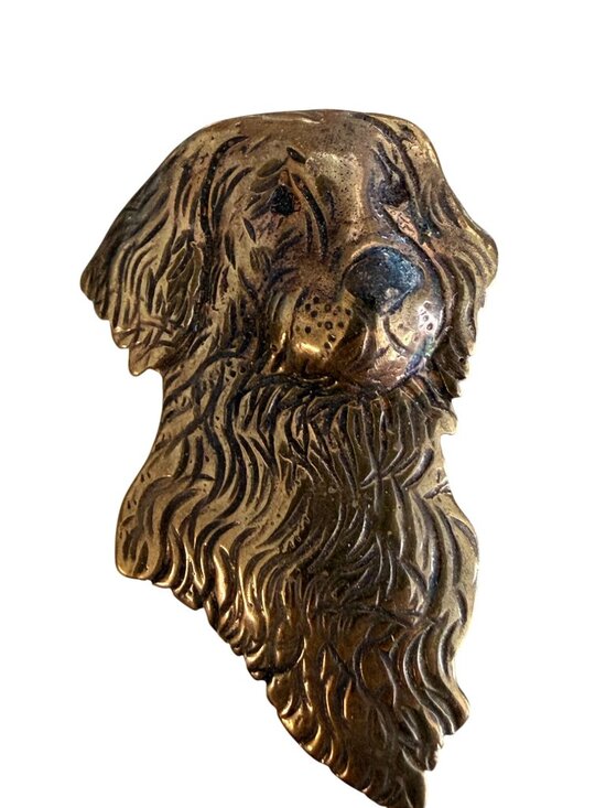 Unknown Jewelry - Vintage Brass Dog Head Brooch Pin Golden Retriever Spaniel Hand‑Signed